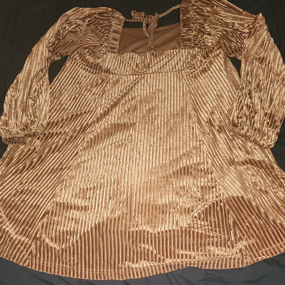 Brown Velvet Long Sleeve Dress